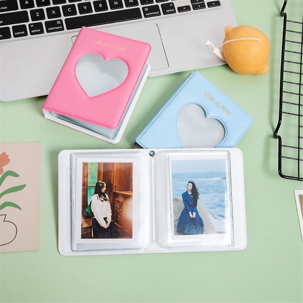 Hollow Heart Pictures Photo Album Multipurpose Photocard Binder Holder Card Blue