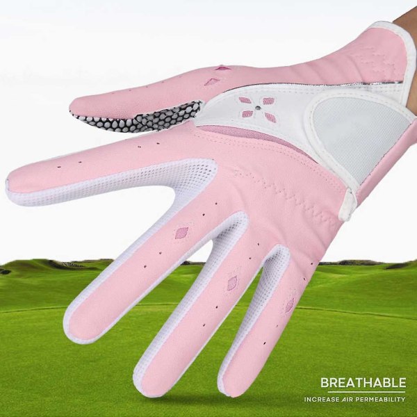 Pu Leather Woman Golf Gloves Pustende Justerbare Nonslip Hansker For Men Woman Sports Accessories Yellow Size 20