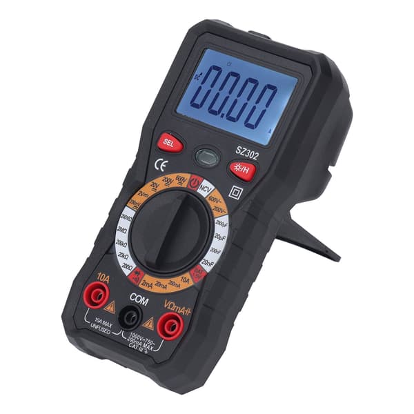 Digitalt multimeter baggrundsbelysning høj nøjagtighed automatisk LED-indikator DC AC voltmeter lommelygte sort