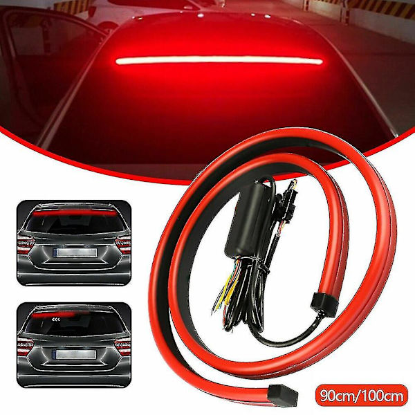 90 100cm Bil Strip Light Led Tredje Bremselys Drl Bar Sekvensielle blinklys Brems kjører dobbel blits for kjøretøy DC 12v 90cm
