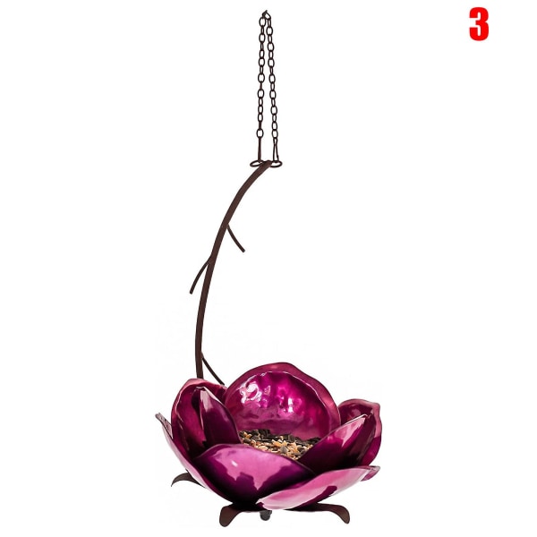 Flower Design Birds Feeder Metal Innovativ matare för att mata fåglar med vatten Fuchsia