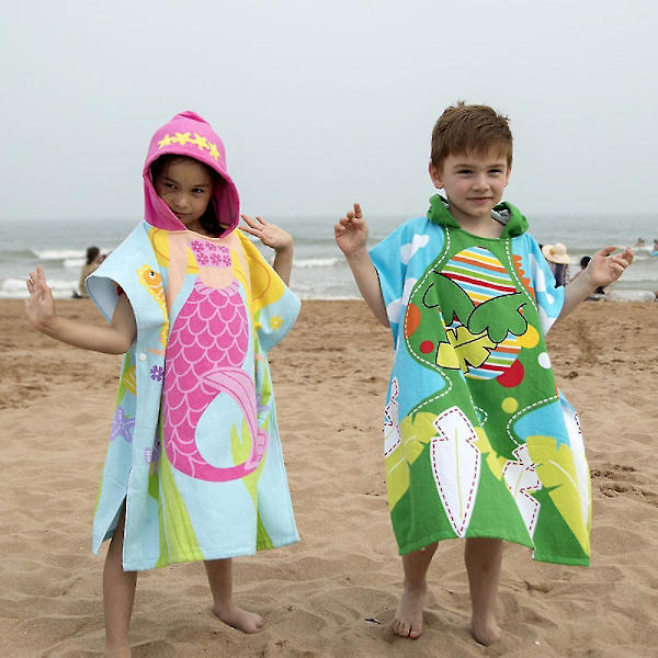 Mikrofibertryckt badhandduk för barn med Cape Vuxen Strandbyterock Poncho Utomhus Simning Surf Speed ​​Torr Huva Morgonrock 60 cm