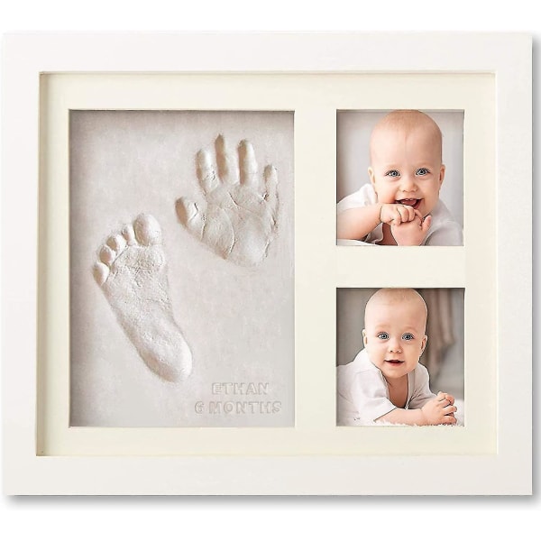 Baby Handavtryck och Footprint Makers Kit Minnesak för nyfödda pojkar och flickor white