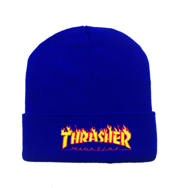 Den nya Damer Män Stickade mössor Varm mössa Höst Män och Hip Hop Broderi Ull Utomhussport Unisex Blue