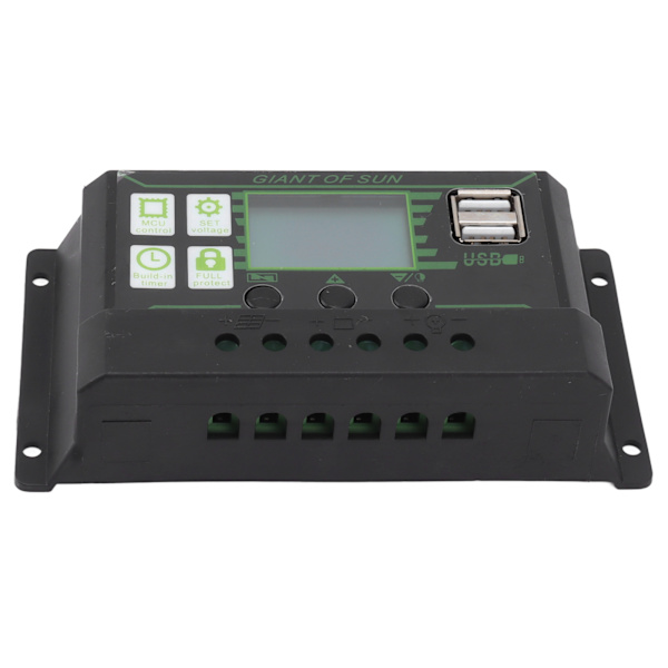 Solar Charge Controller LCD-display Dobbelt USB-port PWM-opladning ABS 5V Solpanelregulator til solpaneler 200A