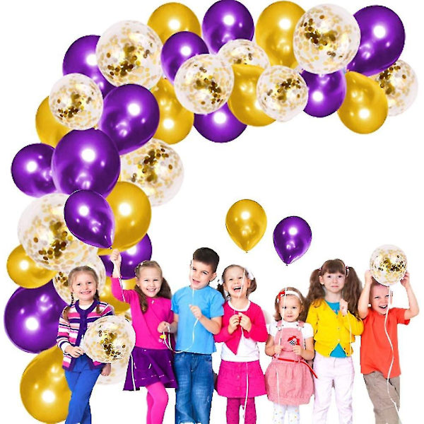 Purple Balloon Arch Garland Kit, 121 kpl 18 tuuman kultaiset violetit juhlailmapallot 12 tuuman kultaiset konfettiilmapallot lateksiilmapallot ilmapallotarvikkeilla