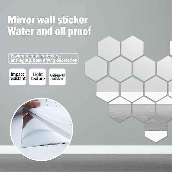 Spejleffekt DIY Wall Sticker Roll Selvklæbende Badeværelsesfilm 50x150cm