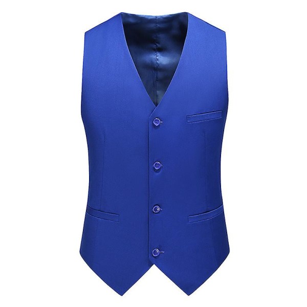 Mens V-neck Solid Color Business Vest Treasure Blue XL
