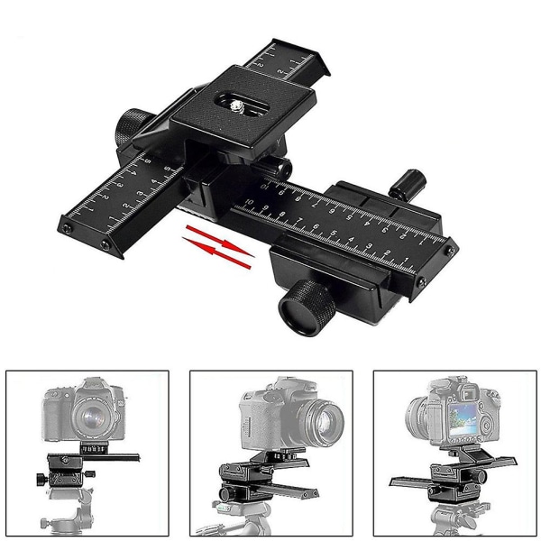 4-vejs makrofokuseringsskinne skyder med skrue Justerbar makrofotografering til Canon Sony Pentax Nikon kamera