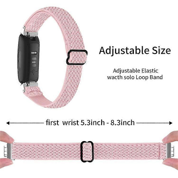 【BQ】Compatible Wave Pattern Woven Nylon Strap for Fitbit Inspire 3 - Replacement Band Pink