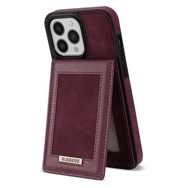 Zippered Leather Case for iPhone Wallet Case with Credit Card Slot Holder Wine Red For 7 Plus(8 Plus)