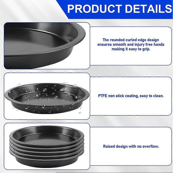 Set med 6 pizzatallrikar, runda pizzatallrikar, diameter 20 cm