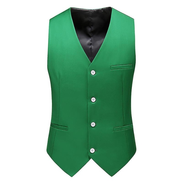 Mens V-neck Solid Color Business Vest Green XL