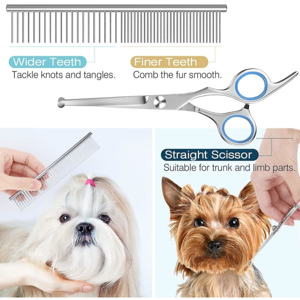 Dog Grooming Scissors Kit Professionell säkerhetsgallringssax Kam