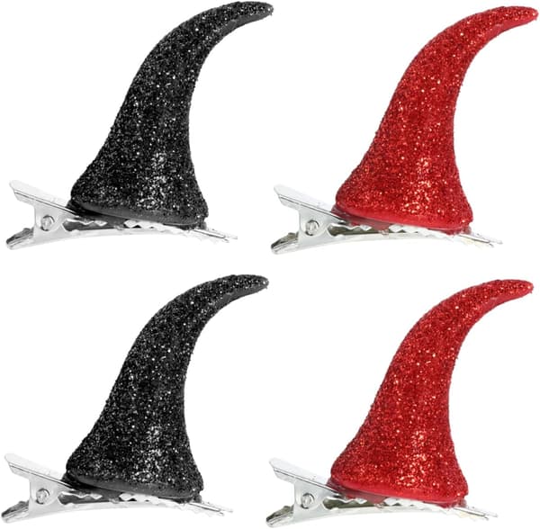 Halloween dekorative røde og hornhårnåle guldfarvede glitterdragtklips