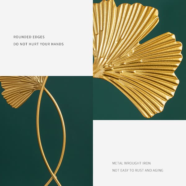 Ginkgo Blad Ornament Jernhåndverk med Solid Marmorbase Hjemmeinnredning
