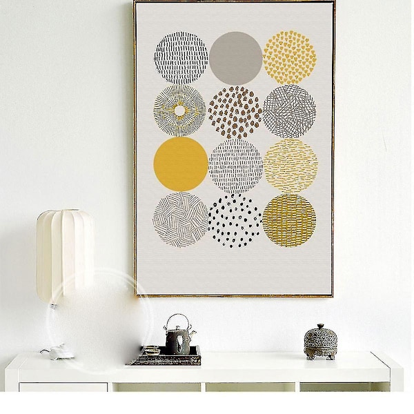 Wekity Leaves And Geometri Väggkonst Canvas Print affisch, enkel abstrakt konstteckningsdekor (set med 3 oinramade, 5'x7')