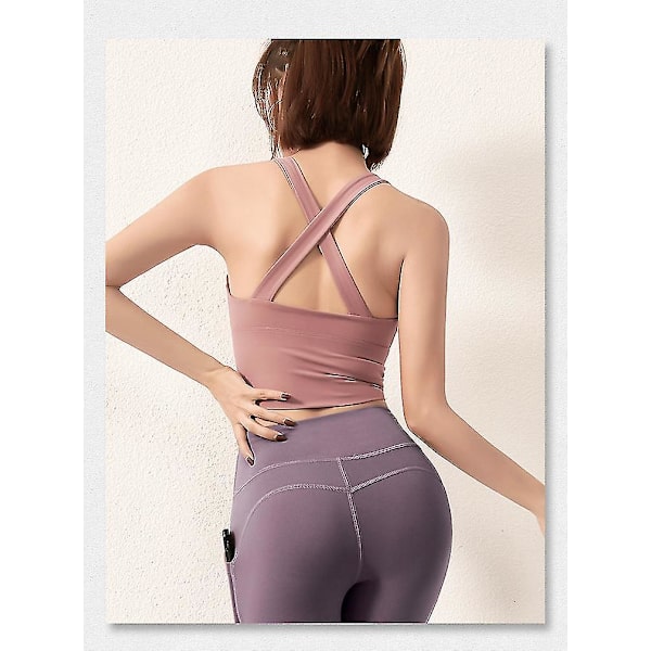 Sport-BH Dam Front Zipper BH Trådlös Stötsäker Yoga BH Löpar BH Pink L