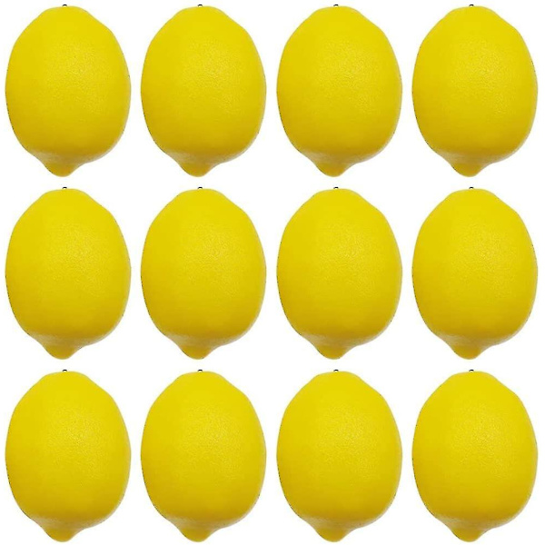 12st konstgjorda citroner Simulering Frukt Konstgjorda falska citroner Frukt för hem Kök Fest Fotografi rekvisita Yellow