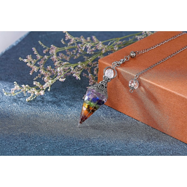 Chakra Krystal Pendulum Sekskantet Reiki Healing Krystal Points Ædelsten Dowsing Pendulum For Divination Skrige Wicca Chakra