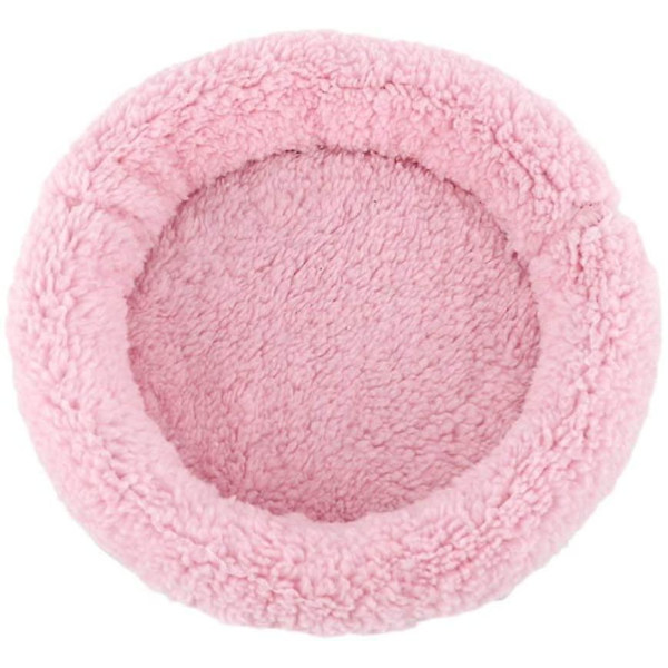 Blød, behagelig rund varm fleece-hamsterseng Sovemåtte til rotte, pindsvin, egern, marsvin, små dyr pink