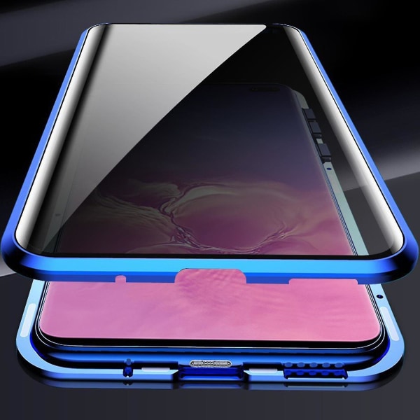 Anti-peep case för Samsung Galaxy S22 Ultra, dubbelsidigt cover härdat glas Blue