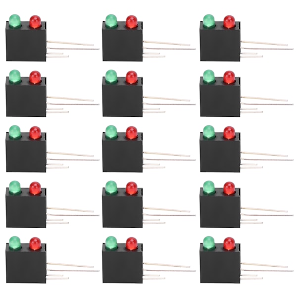 100 stk. sorte firkantede LED-holdere med dobbelte huller og buet base, 3 mm røde og grønne lys