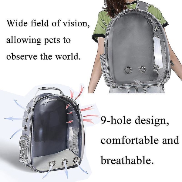 Cat Backpack Outdoor Pet Axelväska Andas Bärbar Rese Transparent Väska Lämplig för små hundar och katter Black Owl
