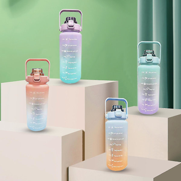 Udendørs vandflaske Time Marker 2l Motiverende flaskegaver Purple