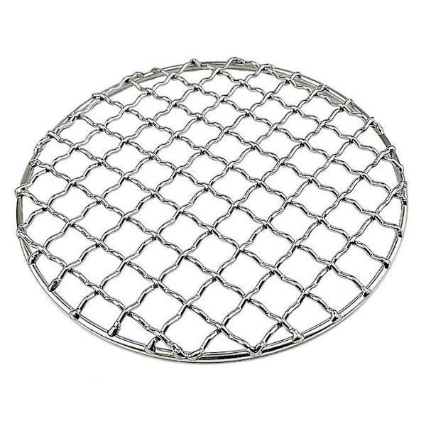 1 stk Bbq Grill Mesh Mat Bærbar Grill Mesh Net Enkel Sølv Rund