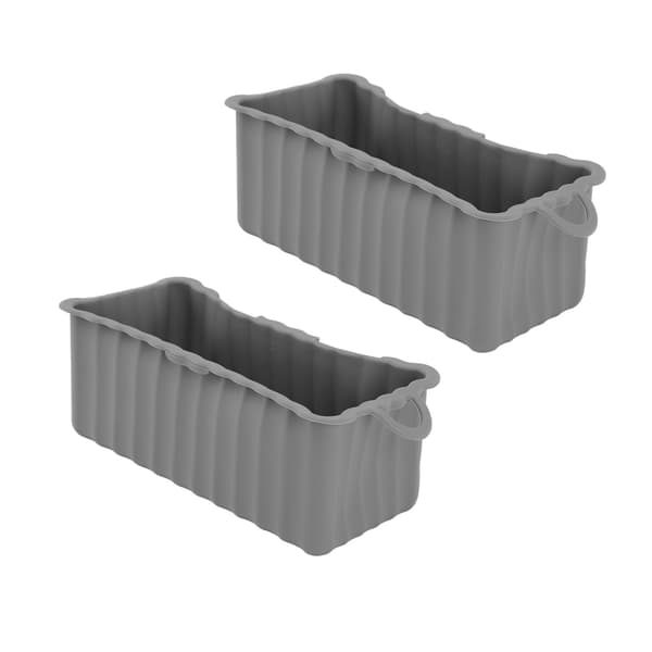 2 st återanvändbar silikonfettuppsamlingspanna för Blackstone Griddle Rektangulär fettuppsamlingskoppsfoder Campinggrill Grå
