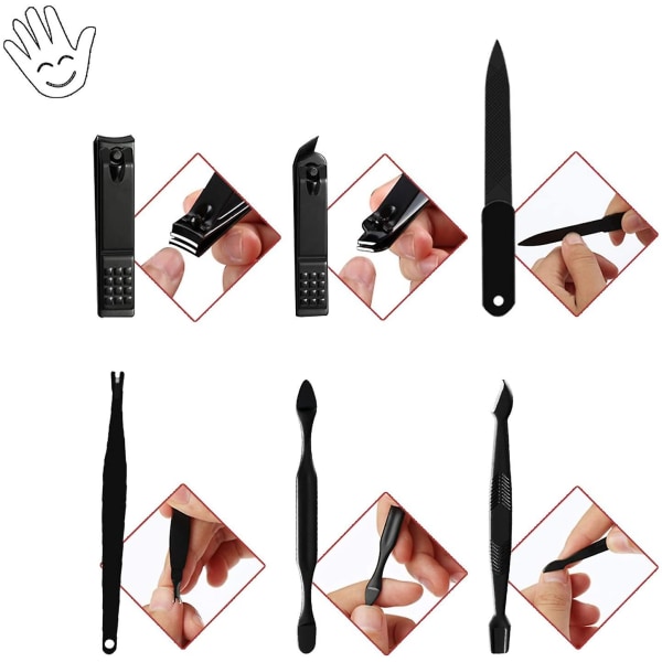 18 stk Manicure Sæt Negleklipper Pedicure Kit Manicure Professionelt Værktøj Gave