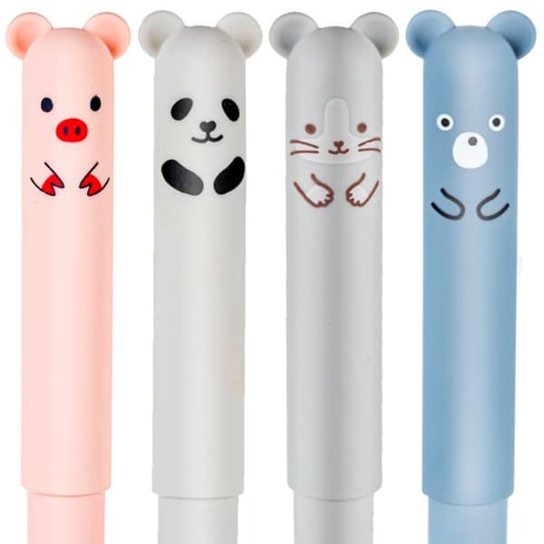 [BQ]4-pak - Sletbare blækpenne - Dyr multifarve multifärg multicolor