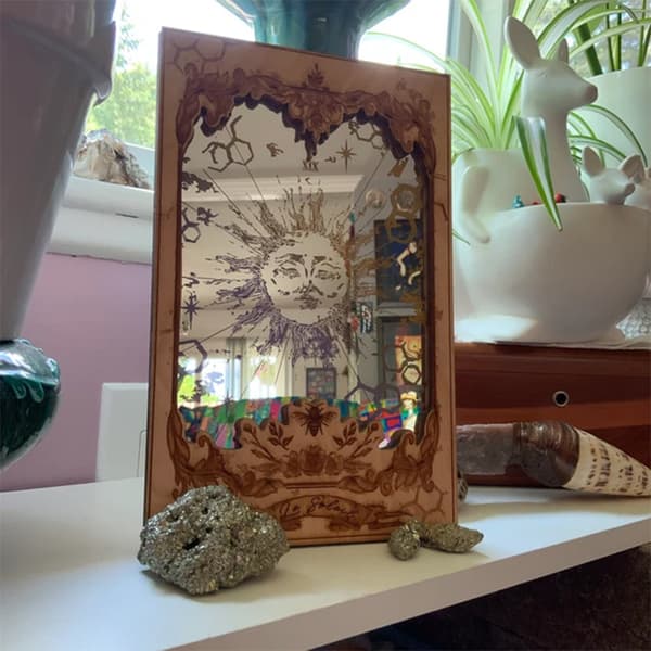 Sun XIX Tarotkort Träspegel Heminredning