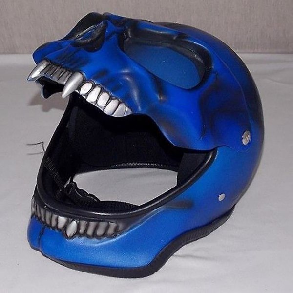 Halloween Skull Mask Huvudbonader med rörlig mun - Helhuvudmask blue