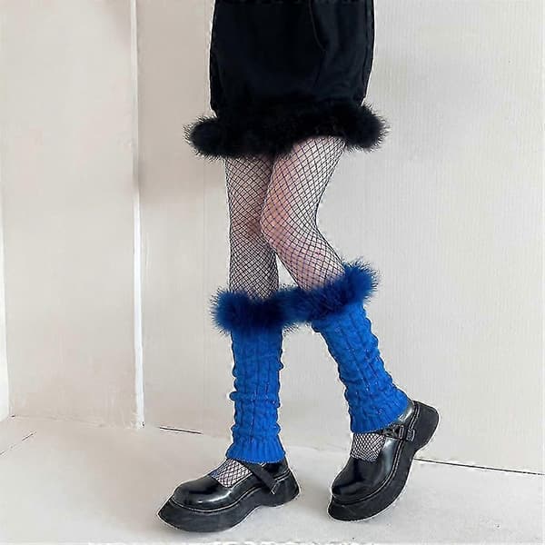 Afslappede benvarmere til kvinder Harajuku lodne patchwork fodbetræk lægstrømper Red