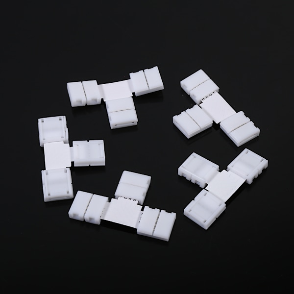 5-pak T-formede 4-Pin Loddelfri Clip-On Konnektorer til 10mm RGB 5050 LED Strips