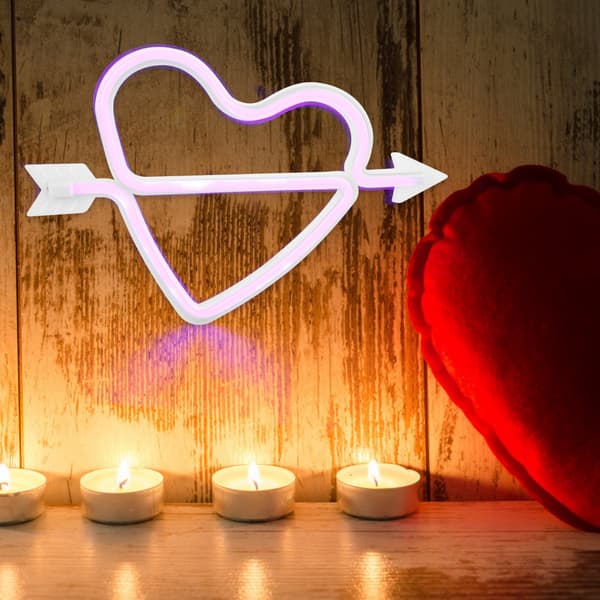 Hjerteformet LED Vegglampe Rosa Soveromsdekor