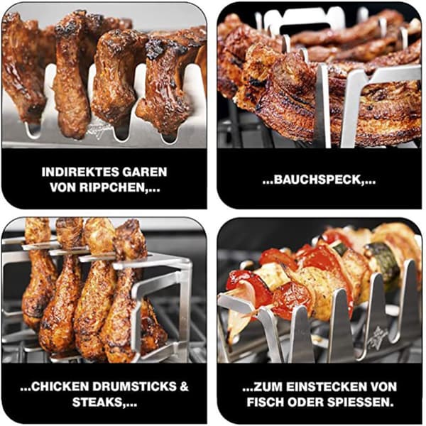 Kebabspydstativ i rustfritt stål Universal BBQ Grillholder Tilbehør