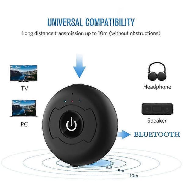 Multipoint Bluetooth 4.0 lydsender til TV PC Tilslut 2 hovedtelefoner 3,5 mm AUX Lav latenstid Ste