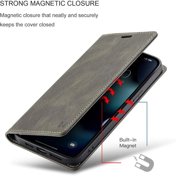 Iphone 13 -kotelo, Vintage-lompakkokotelo Korttikotelo Kickstand Sisäänrakennettu magneettinen Flip Folio Nahkakotelo Iphone 13:lle - Kahvi ruskea