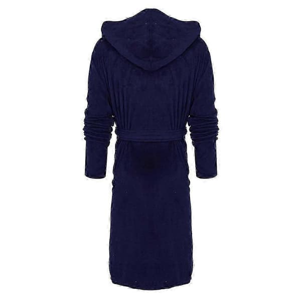 Hættebadekåbe til mænd i fleece - Plys badekåber Black 6XL