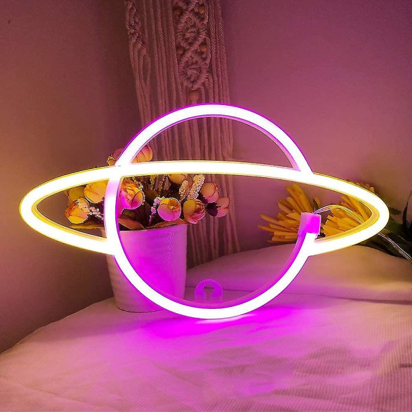 Valokyltit-planeetta Neon Signs|led Neon Light Neon Seinäkyltit, pinkki ja sininen Warm White Pink