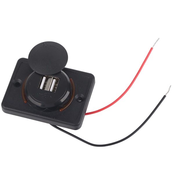12V 24V 3.1A Dobbelt USB Bilopladerstik LED Gul Sort