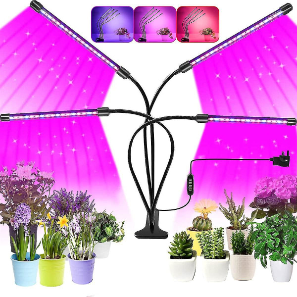 4 Heads Led Grow Light För inomhusväxt, 30w Led Timer Full Spectrum Plant Lights 3/9/12h Timing 9 dimbara nivåer