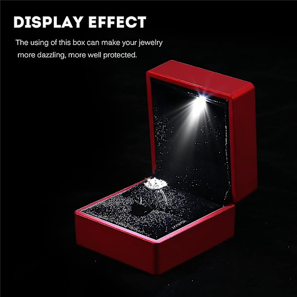 Muoti sormuskotelo Led Light Up -sormussäilytyslaatikon korupidike (punainen)