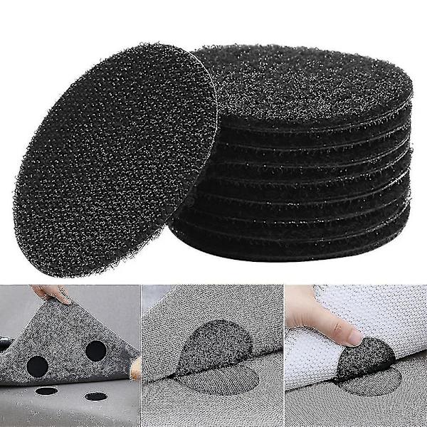 Anti-curl matta Tape Carpet Grip Kardborre - Säker mattsoffa och 10 par vit fyrkant 10pair white square