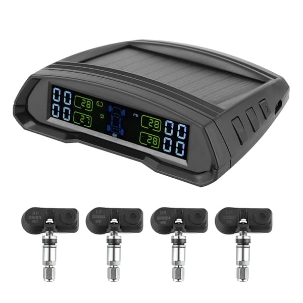 Trådløs dekktrykksmonitor solcelledrevet USB TPMS digital LCD-skjermsensor
