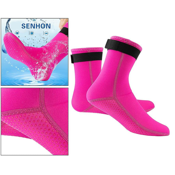 Neopren Sokker 3mm Strand Vandtætte Sokker Vand Støvler Sokker Til Dykning Svømning Surfing Snorkling Vade Kajak Rafting rose Red XS (35-37)