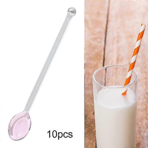 10x Glasteskedar Diskmaskinssäkra Omrörningsskedar För Kaffe - JV Pink